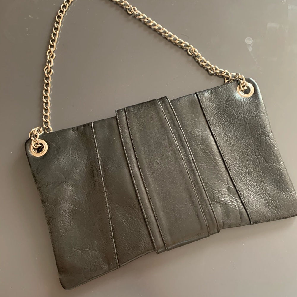 All Genuine Leather Black Clutch/ Shoulder bag